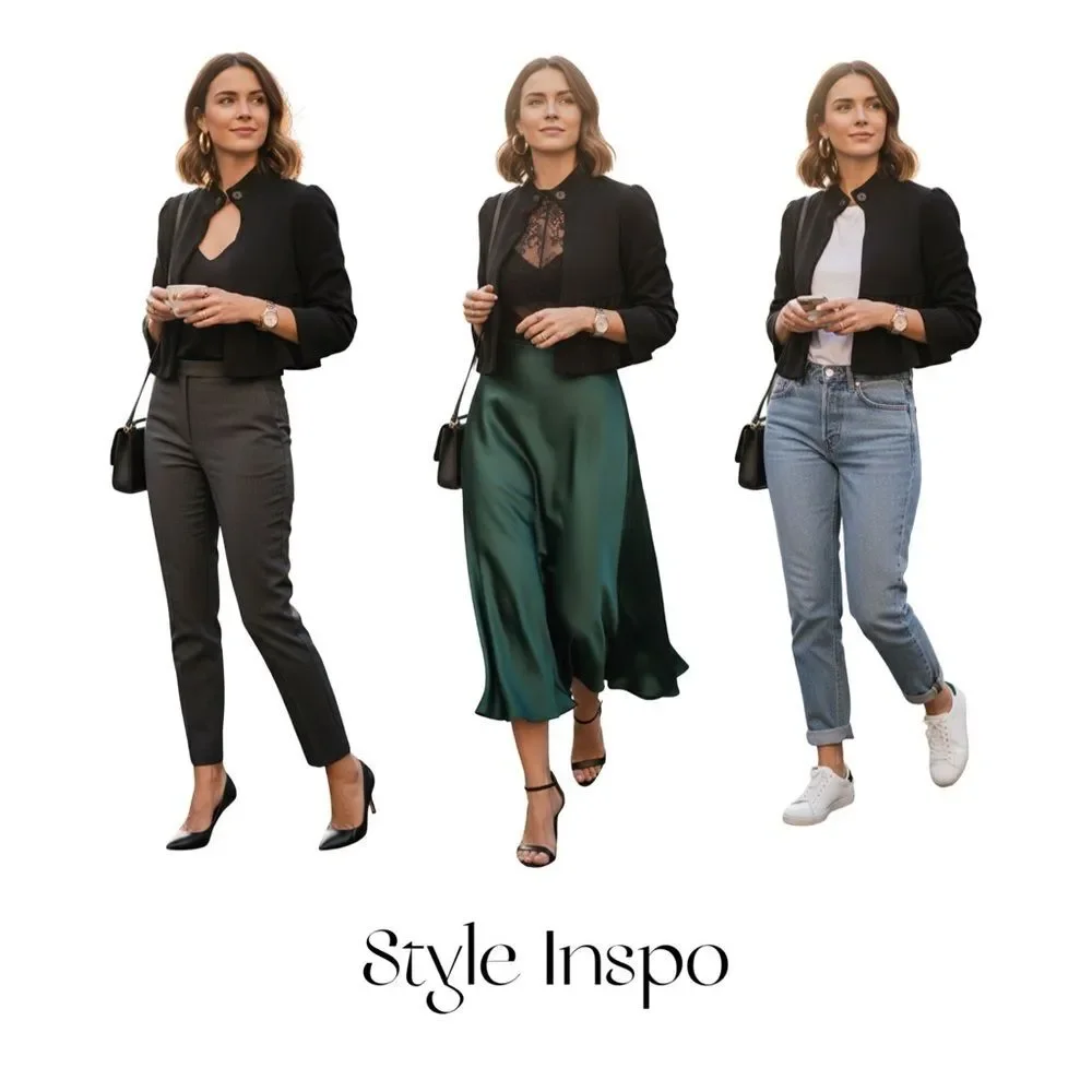 Diane Von Furstenberg Nedia Cropped Peplum Jacket in Black | Size 6 - Picture 2 of 6